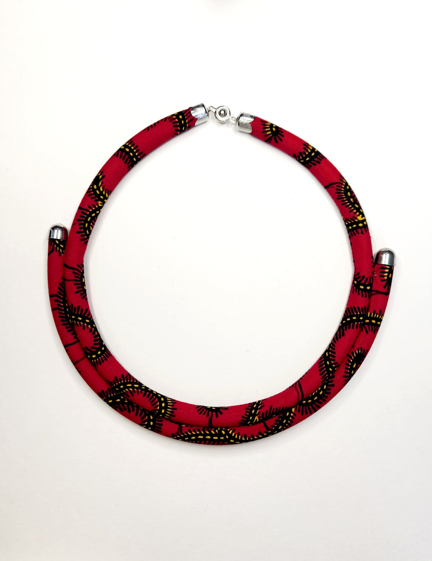 Collier Sepela à deux rangées en tissu wax imprimé africain
