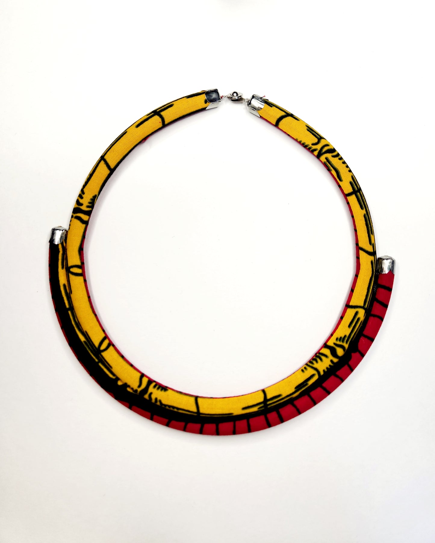 Collier Sepela à deux rangées en tissu wax imprimé africain