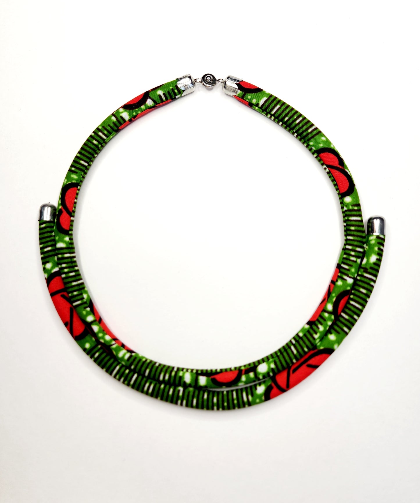Collier Sepela à deux rangées en tissu wax imprimé africain