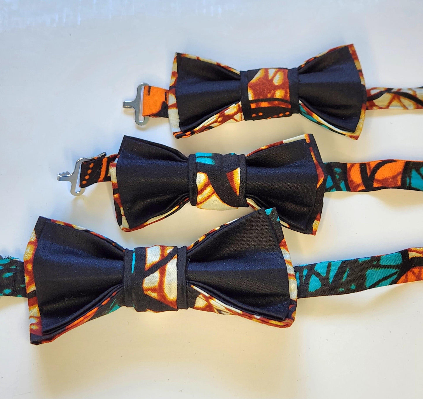Ensemble nœuds papillons enfant et adulte en tissu wax imprimé africain