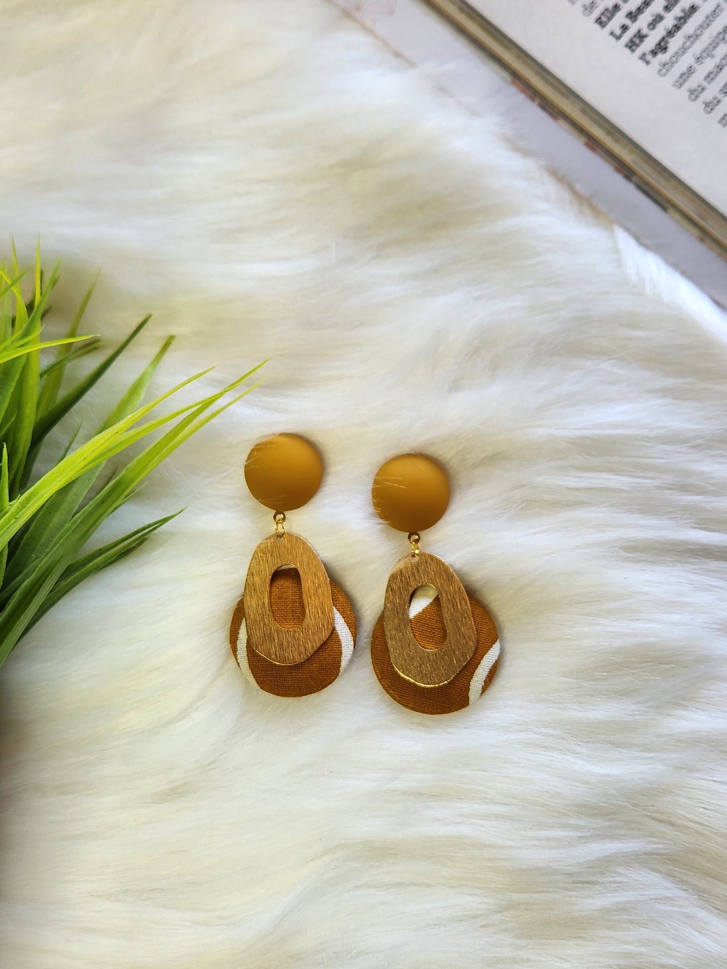 Boucles d'oreilles Loba en tissu wax imprimé africain