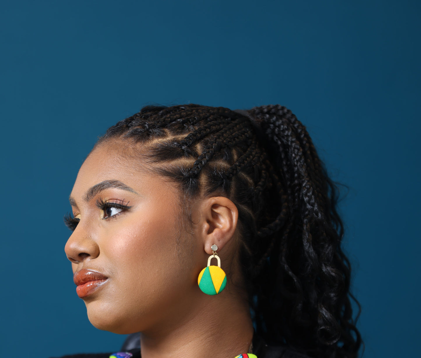 Boucles d'oreilles Kwela en tissu wax imprimé africain