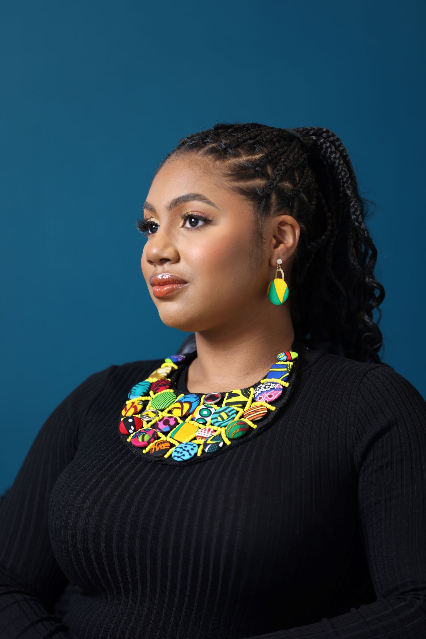 Collier Liziba en tissu wax imprimé africain