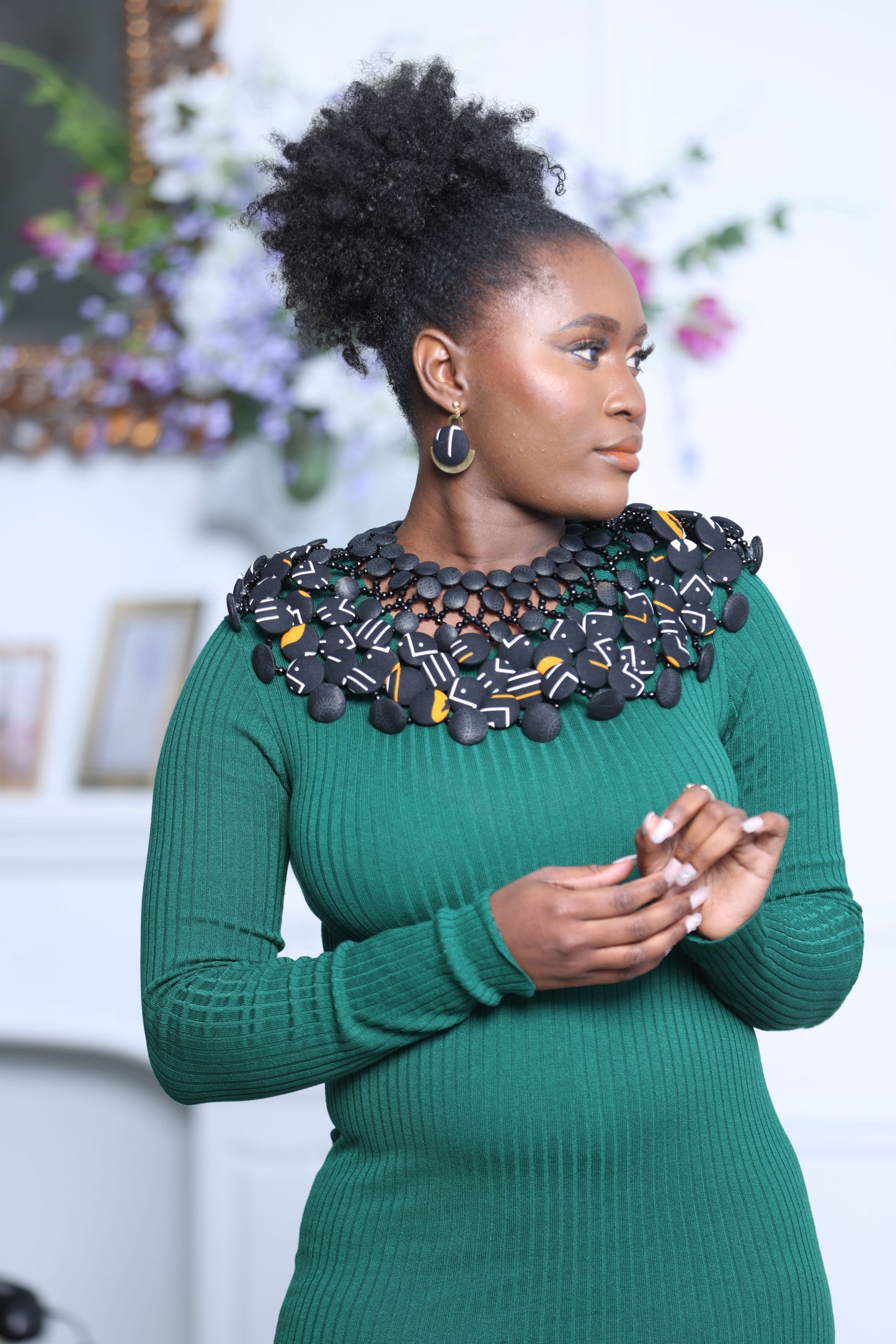 Collier Cap fatim en tissu wax imprimé africain