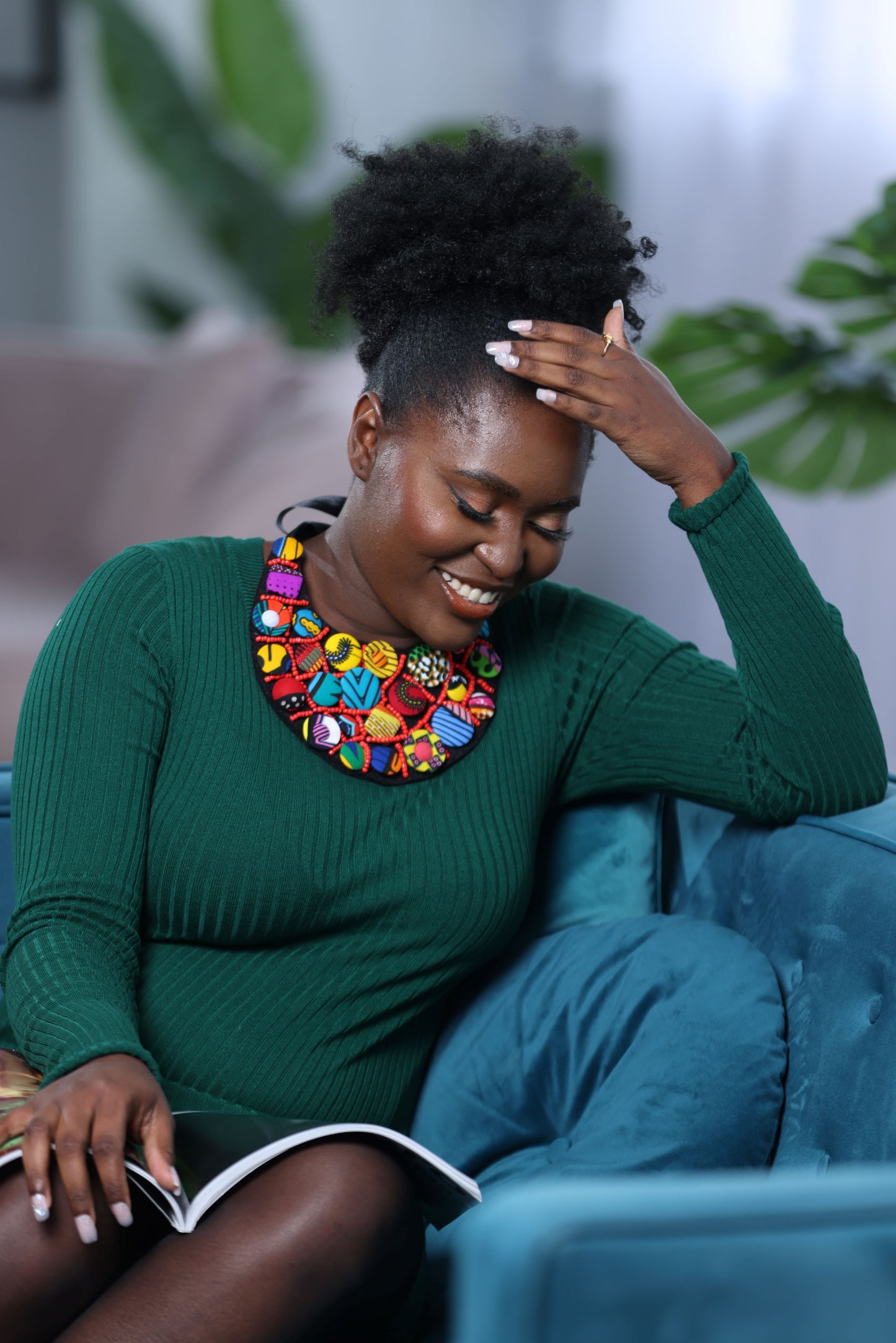 Collier Liziba en tissu wax imprimé africain