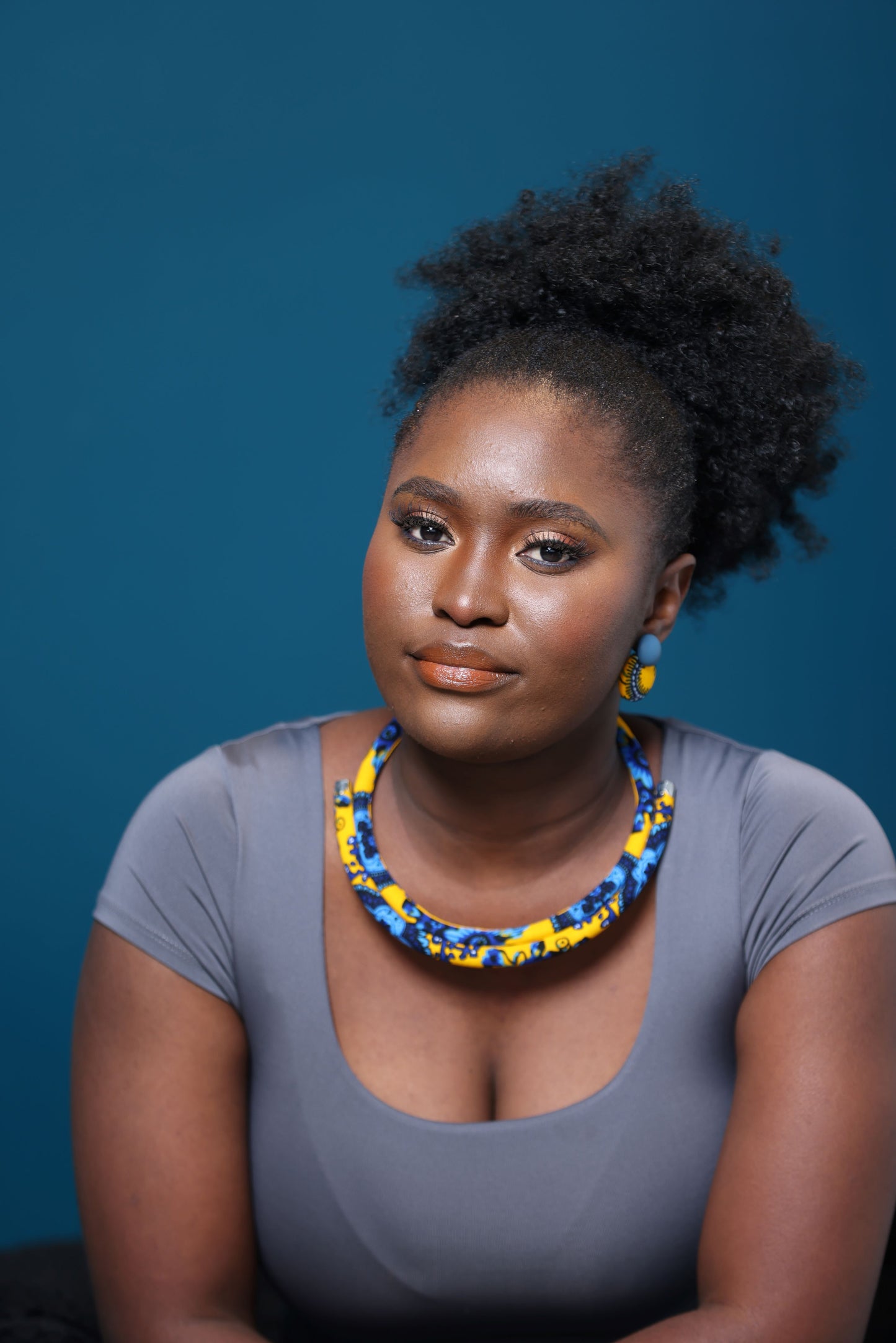 Collier Sepela à deux rangées en tissu wax imprimé africain