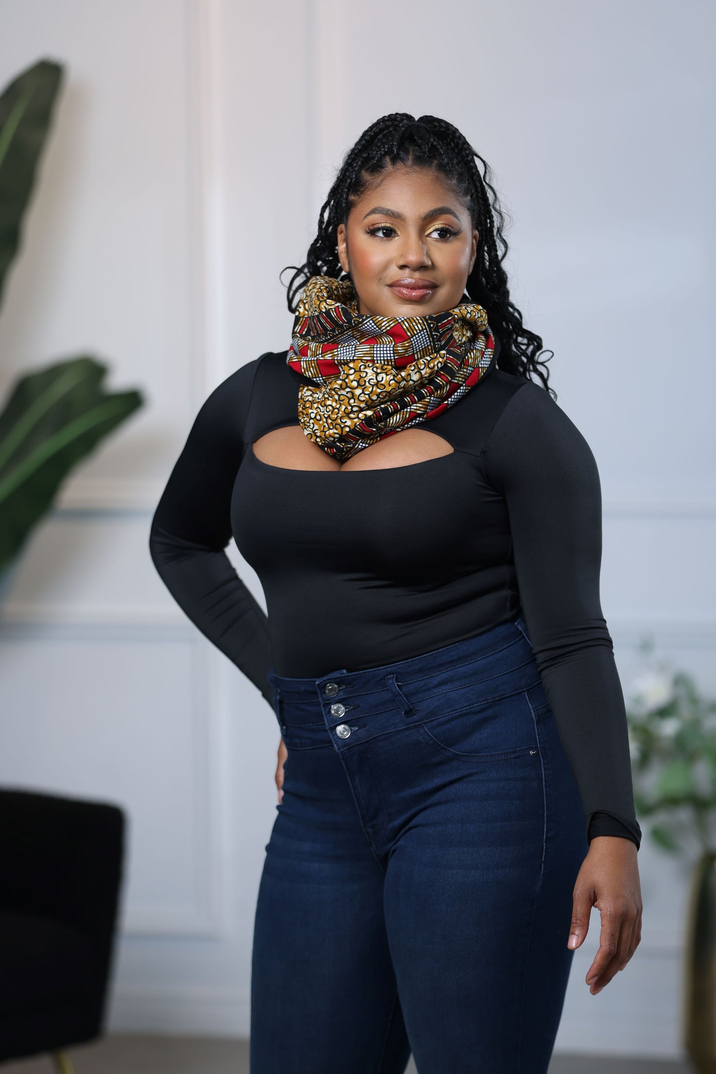 Écharpe infinity réversible unisexe Bobo en imprimé africain