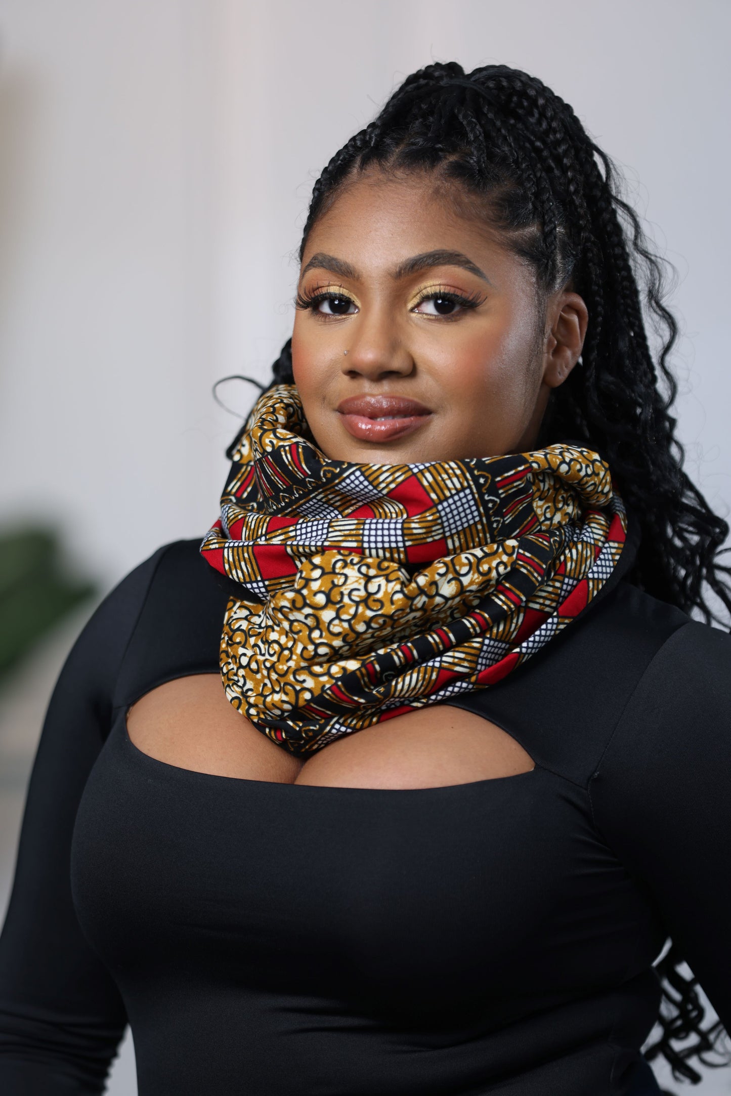 Écharpe infinity réversible unisexe Bobo en imprimé africain