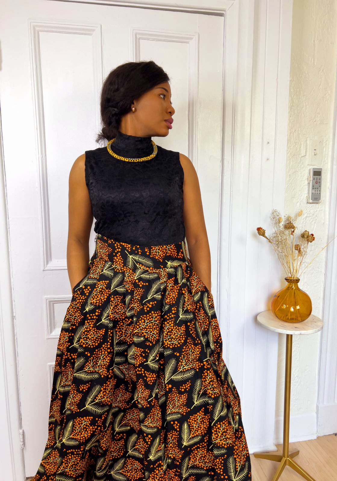 Jupe maxi Abimbola en tissu wax
