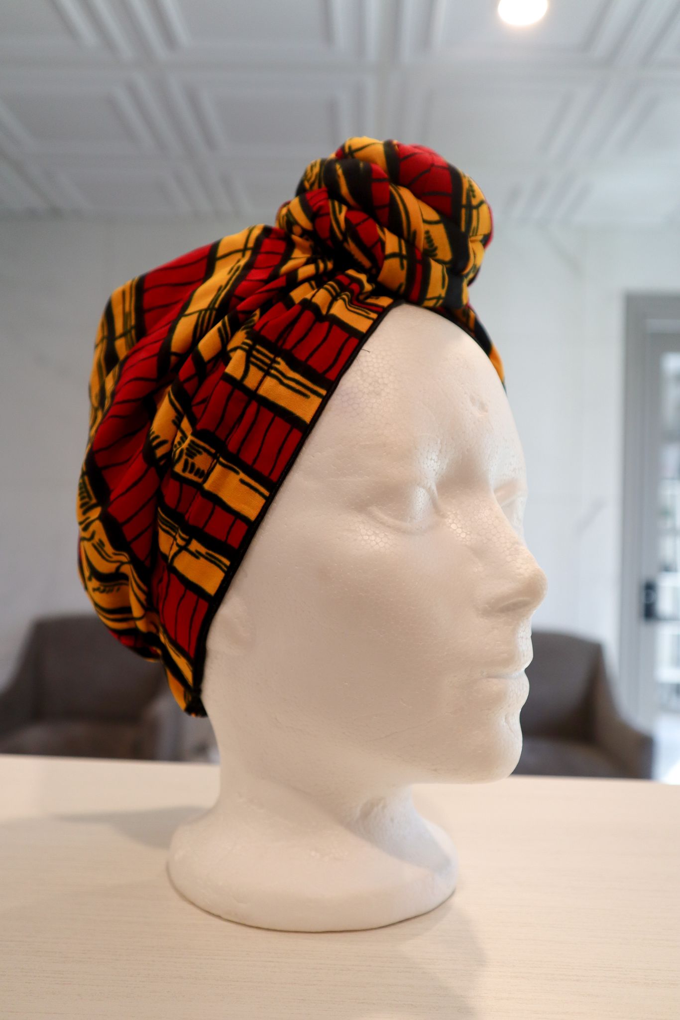 Turbans pré attaché en tissu imprimé africain