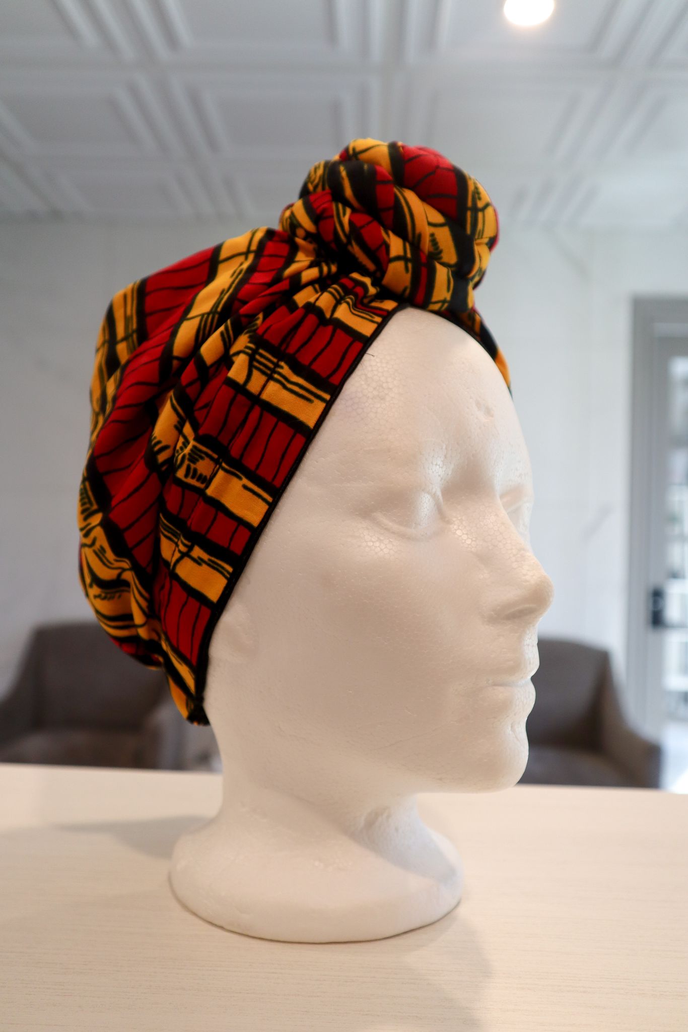 Turbans pré attaché en tissu imprimé africain