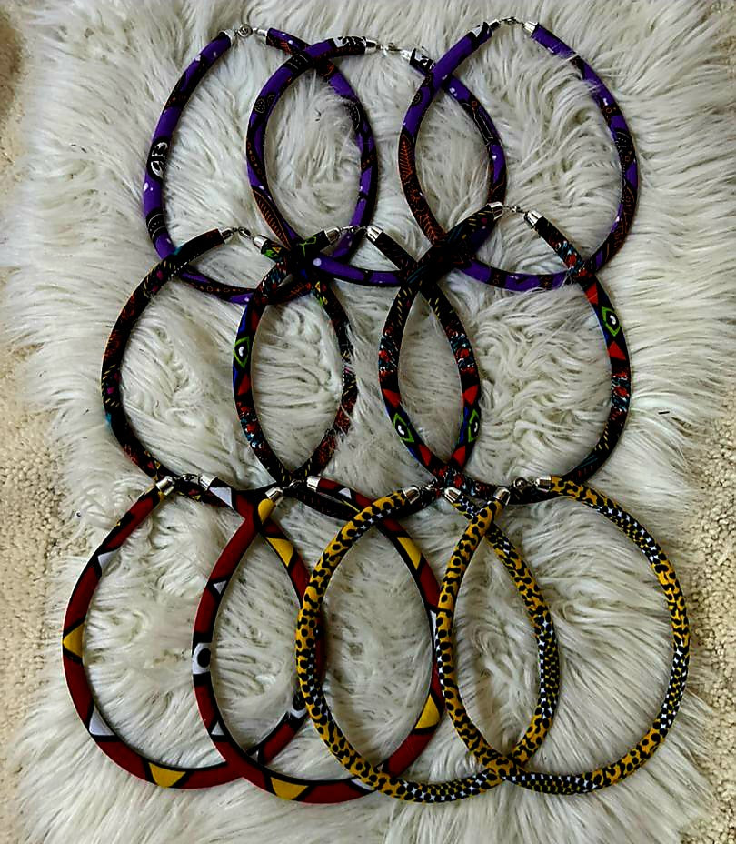 Collier Moko en tissu wax imprimé africain