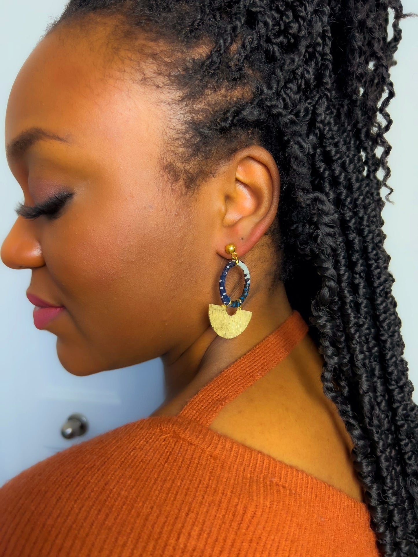 Boucles d'oreilles Kabibi en laiton et tissu wax
