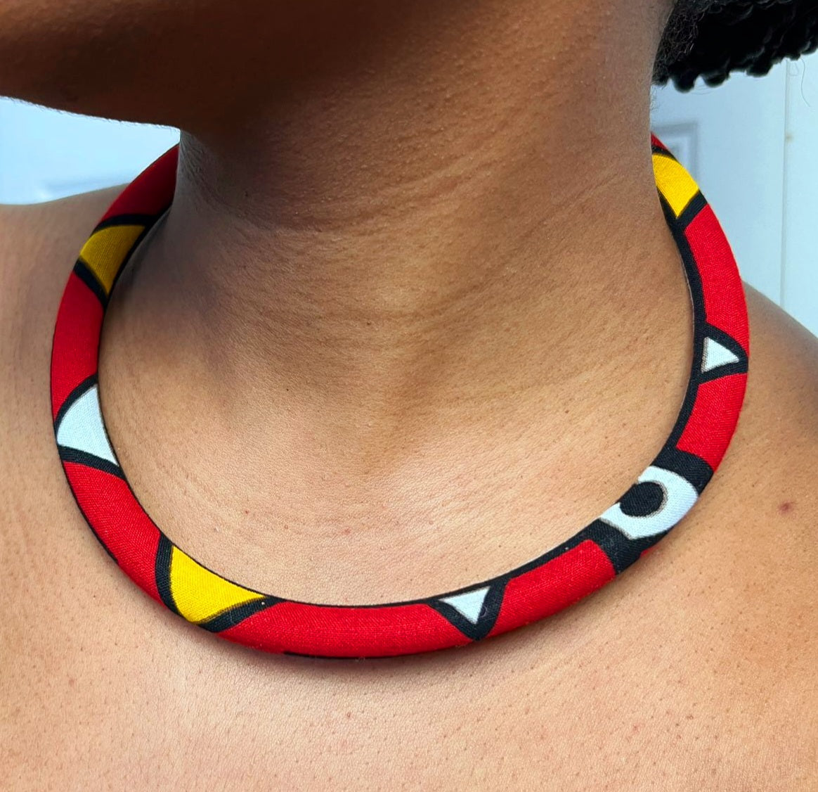 Collier Moko en tissu wax imprimé africain