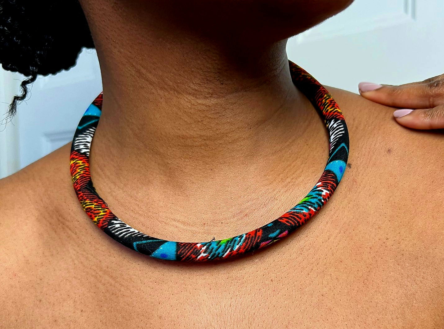 Collier Moko en tissu wax imprimé africain