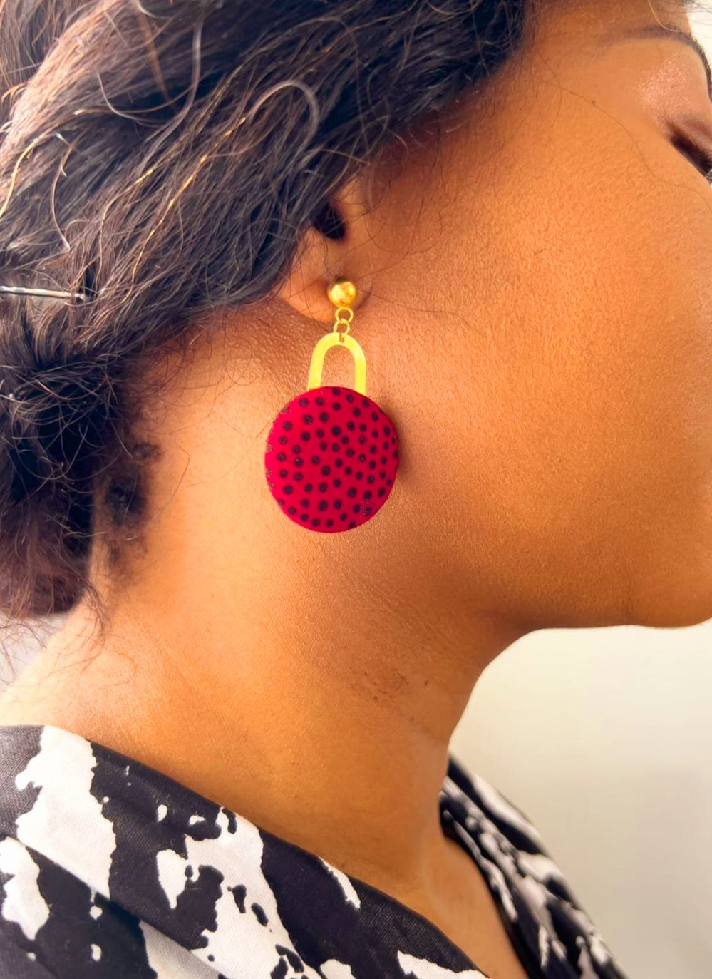 Boucles d'oreilles Kwela en tissu wax imprimé africain