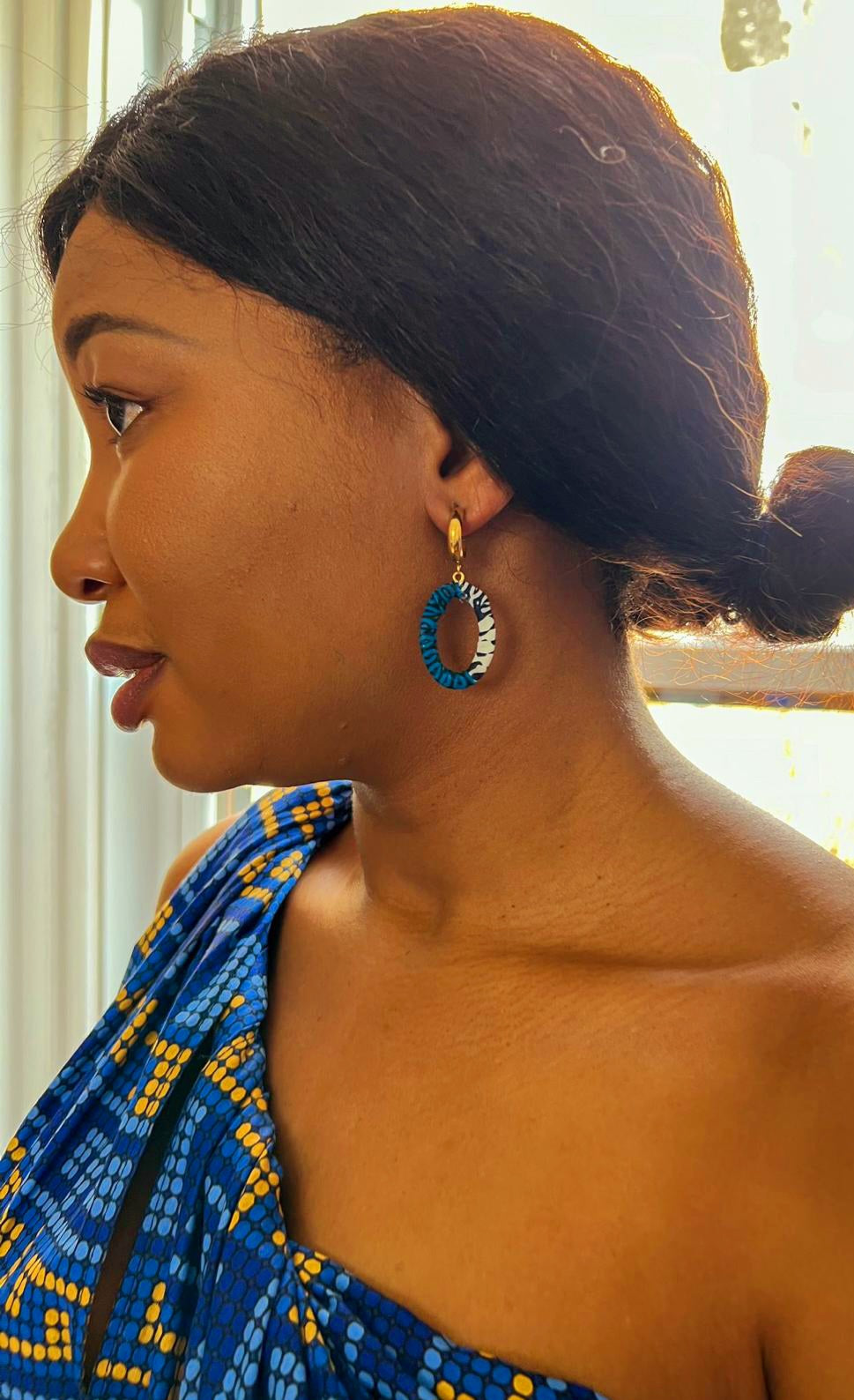 Boucles d'oreilles Boulé en tissu wax