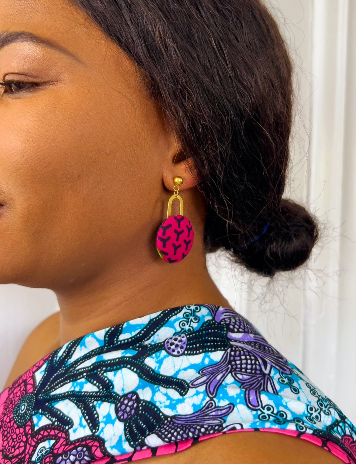 Boucles d'oreilles Kwela en tissu wax imprimé africain