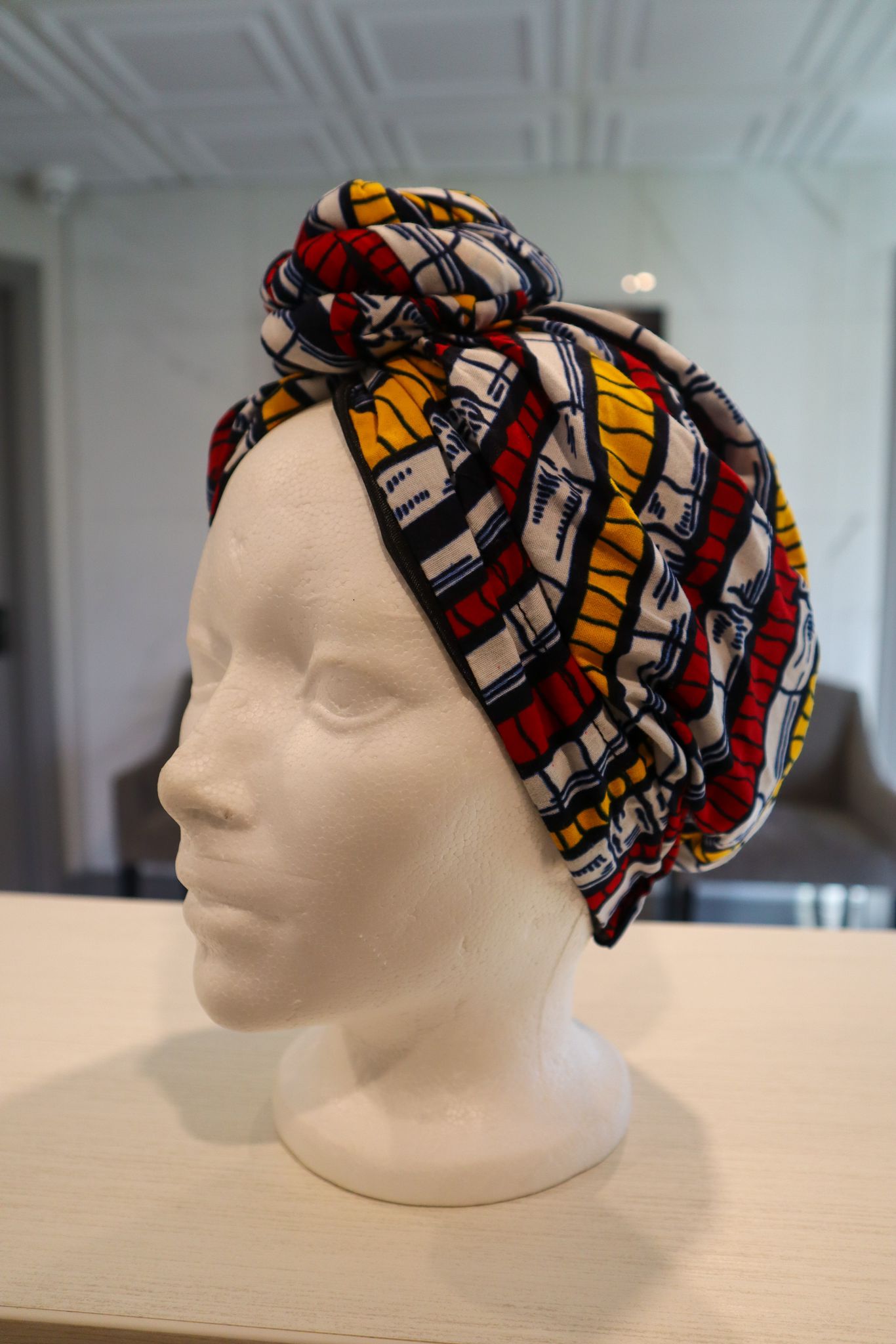Turbans pré attaché en tissu imprimé africain